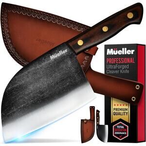Mueller UltraForged High-Carbon Steel Professional Butcher Knife Meat Cleaver